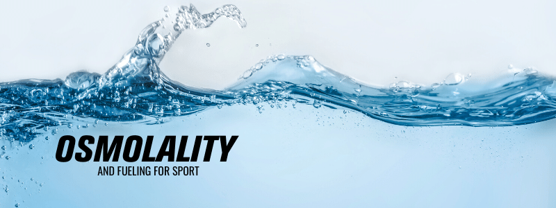 Water slashing on a white background, text "Osmolality and Fueling for Sport: Why it Matters"
