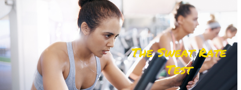 Woman working out text "Sweat rate test"